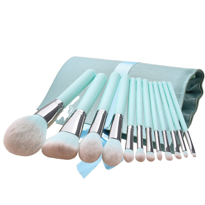 ✨ Light Blue Handle 12-Piece Makeup Brush Set — Soft Hair Beauty Tools 💄