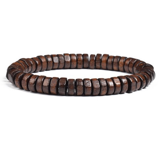 Unisex Wooden Bead Bracelet – Geometric Design