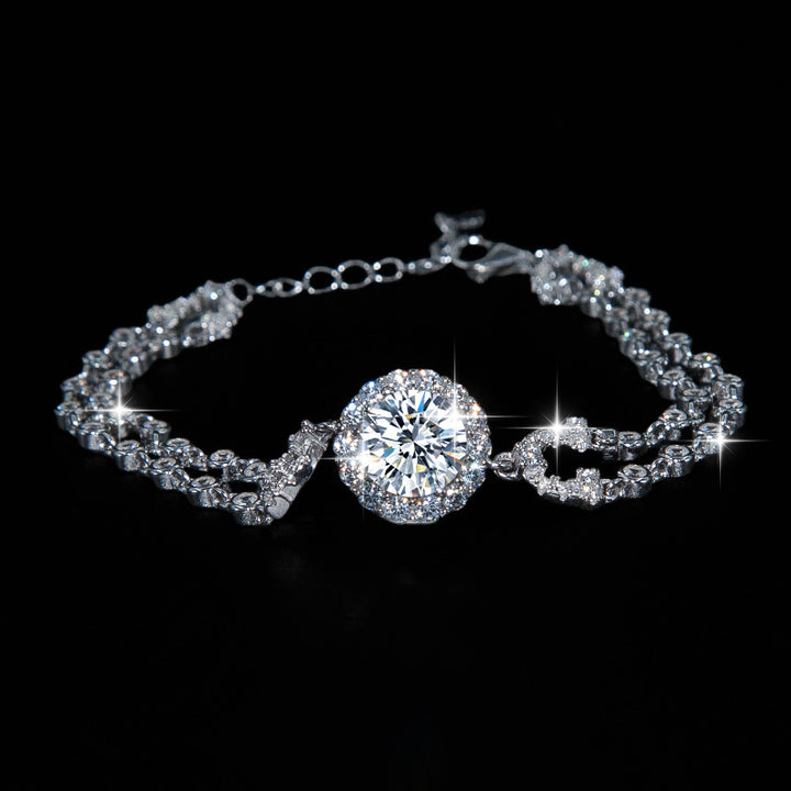 S925 Sterling Silver Moissanite Bracelet – Starry Sky U-Shape Elegant Jewelry