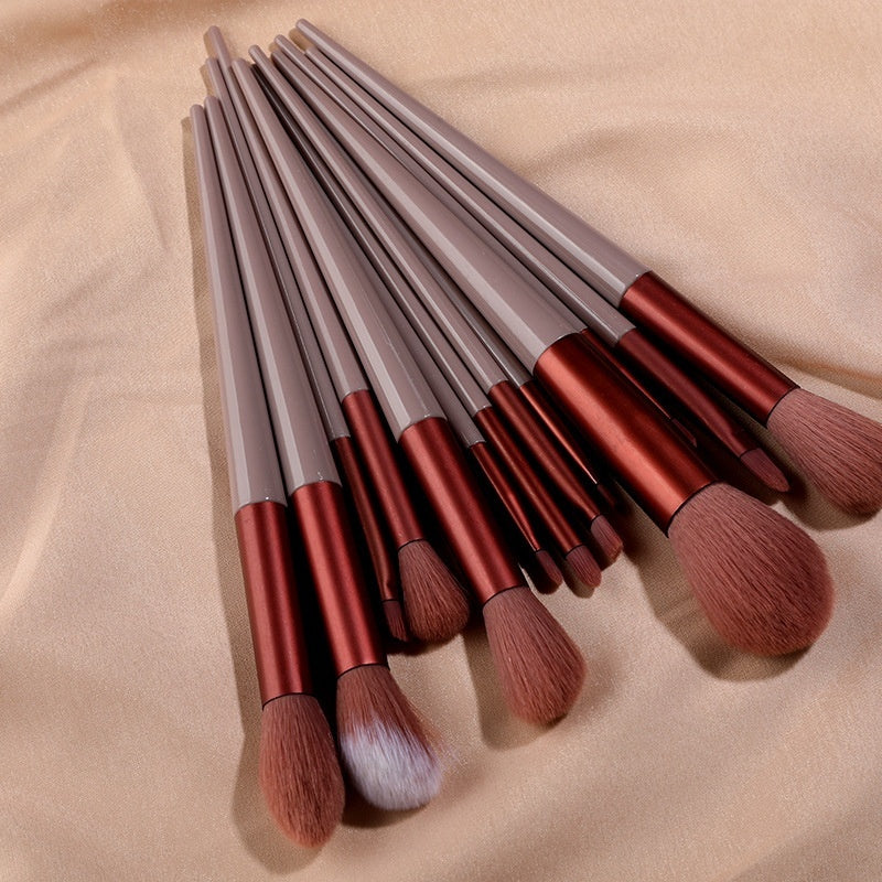 🌸✨ 13-Piece Purple Flower Holly Leaf Makeup Brush Set — Soft Hair Collection 💄