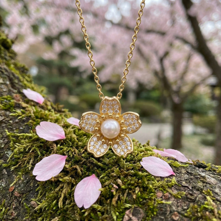 ✨ Floral Pearl Pendant Necklace