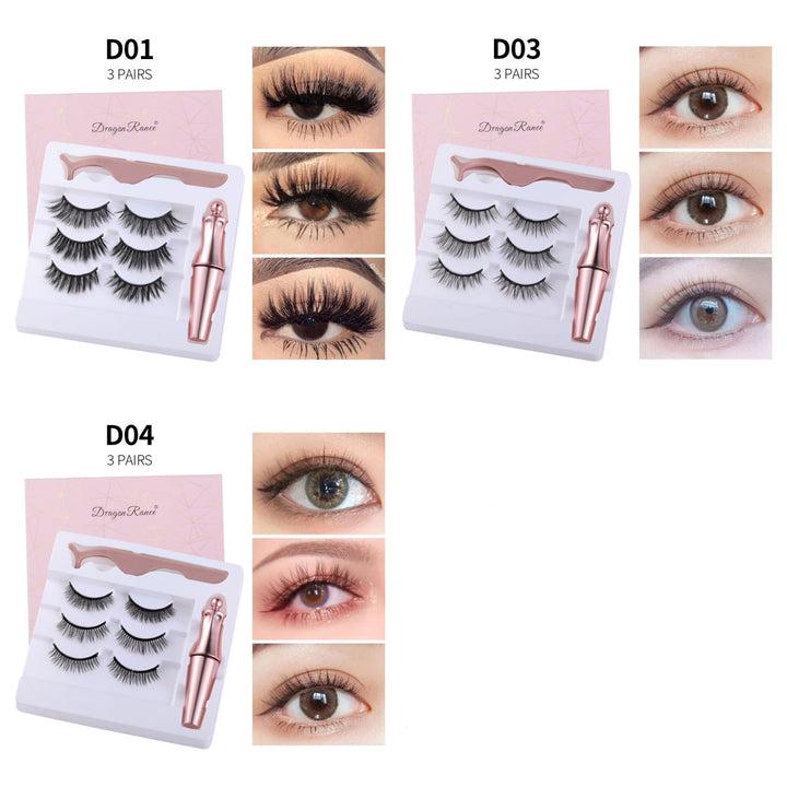 🧲👁️ Natural Long Lasting Magnetic Eyeliner & Magnetic False Eyelashes Set – 5 Pairs with Tweezers & Mirror Case