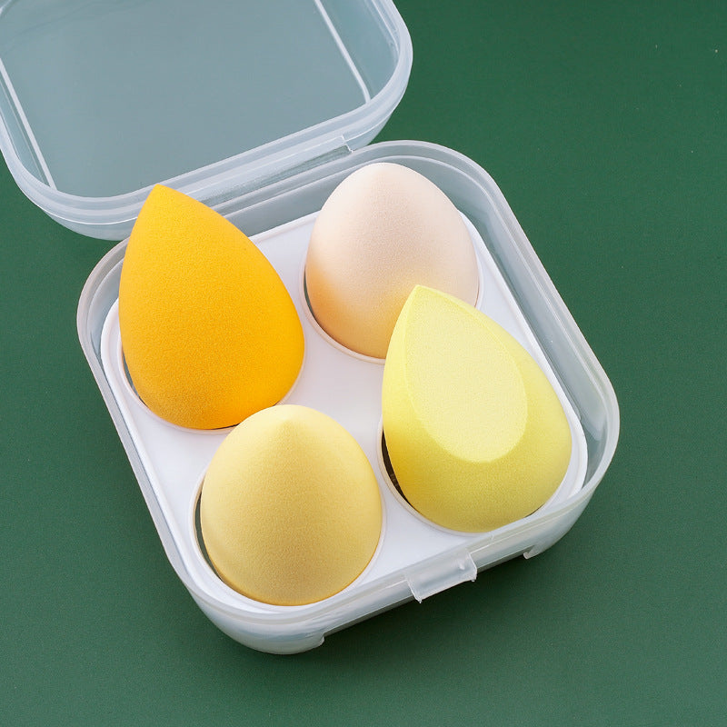 🥚💄 Beauty Egg No Powder Wet & Dry Makeup Sponge Set – Soft Non-Latex Puff with Storage Box (4PCS)