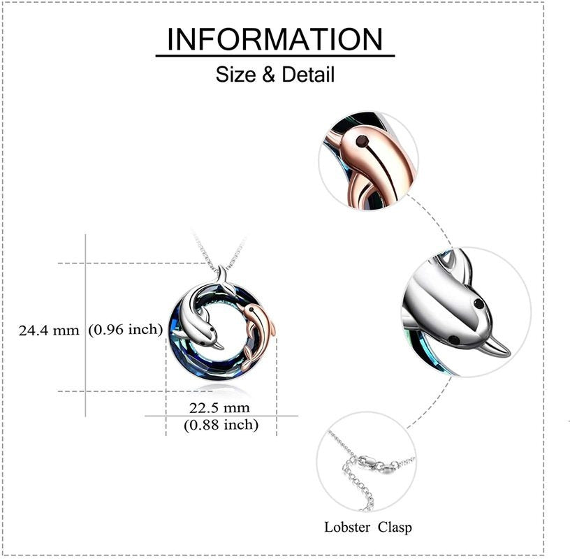 Women’s Colorful Circle Crystal Dolphin Pendant Necklace – Stylish Alloy Jewelry