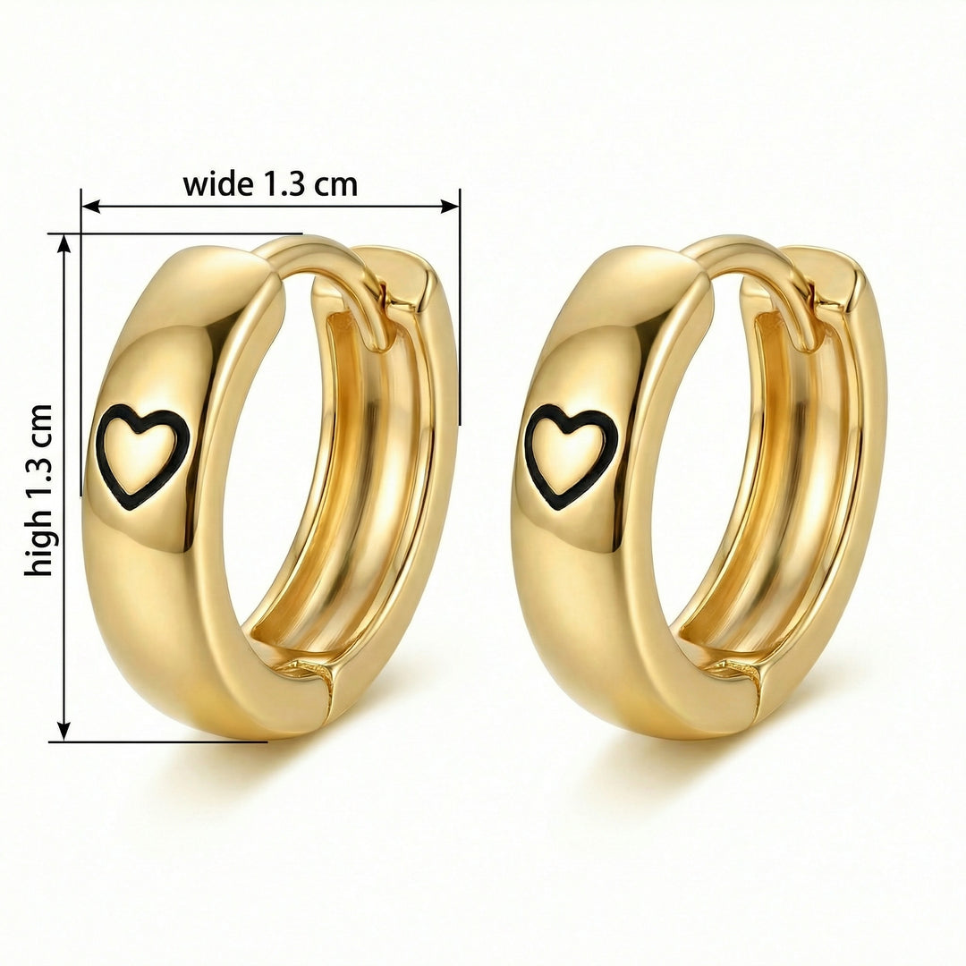 ✨ 925 Sterling Silver Heart Motif Huggie Earrings – Minimalist Polished Finish ✨