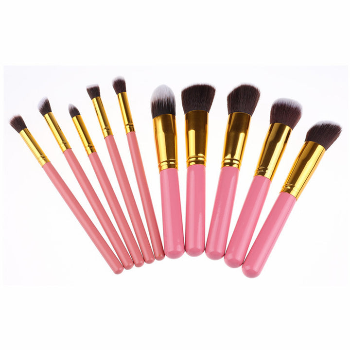 ✨ 10-Piece Wooden Handle Makeup Brush Set — Portable Beauty Tools 💄