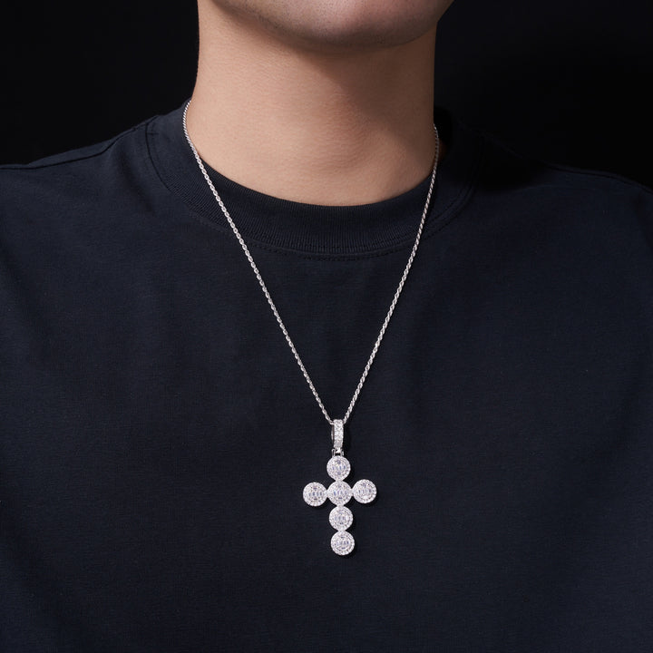 ✨ 925 Sterling Silver Premium Moissanite Cross Pendant Necklace – Platinum-Plated Elegance ✨