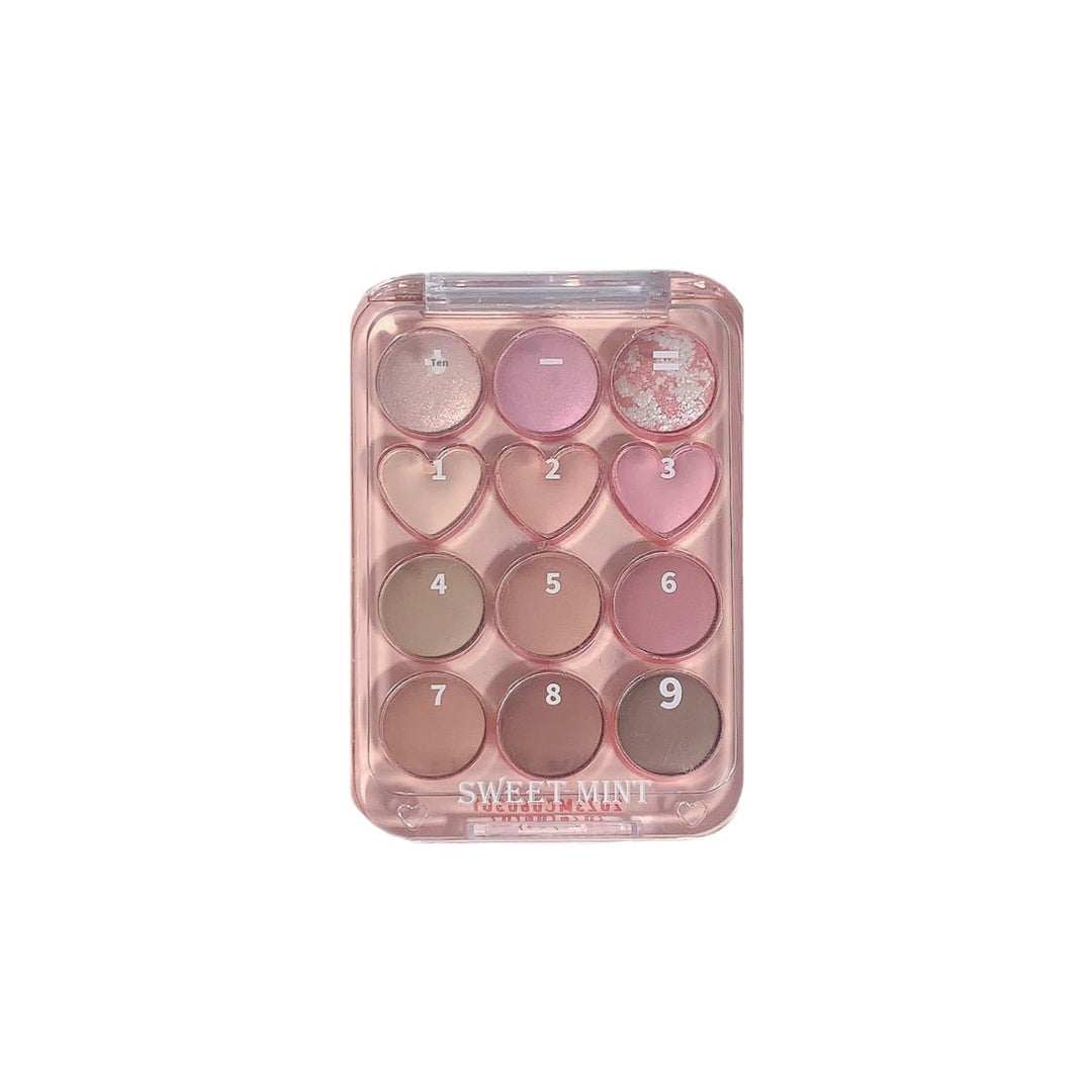 ✨ SWEET MINT 12-Color Heart Eyeshadow Palette – Cute INS Beginner Makeup Set ✨