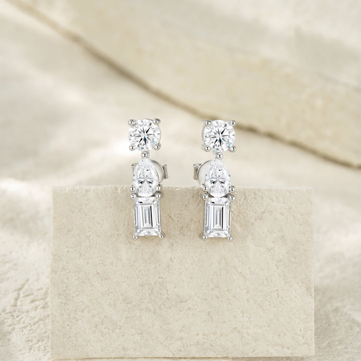 Luxury Minimalist Moissanite Earrings – Platinum-Plated S925 Silver