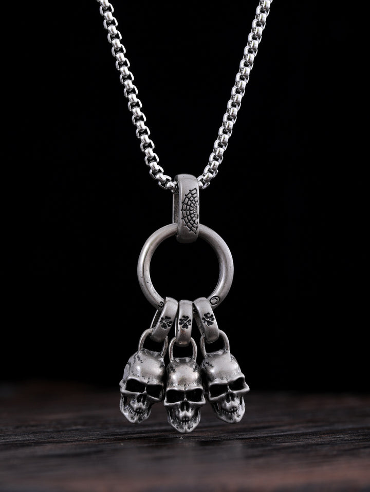Men’s Street Punk Vintage Pendant Necklace – Trendy Metal Chain Jewelry