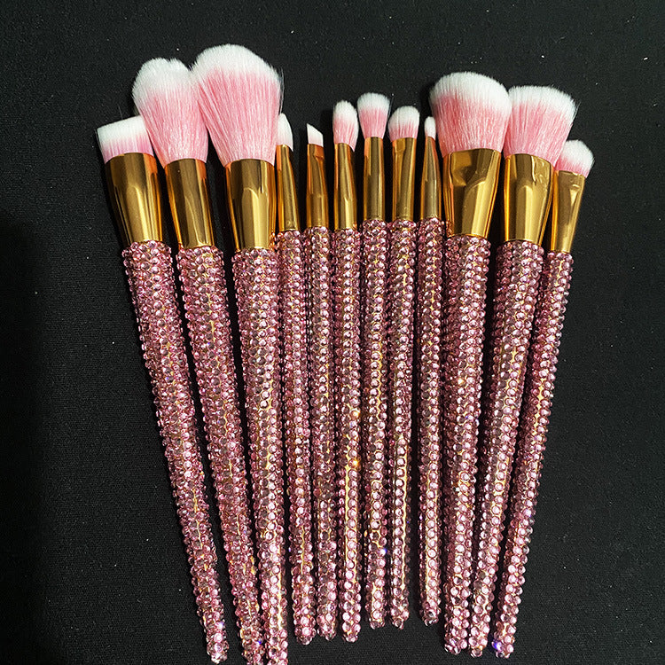 ✨ Diamond 12 Gems Makeup Brush Set — luxury sparkle for flawless beauty 💎💄