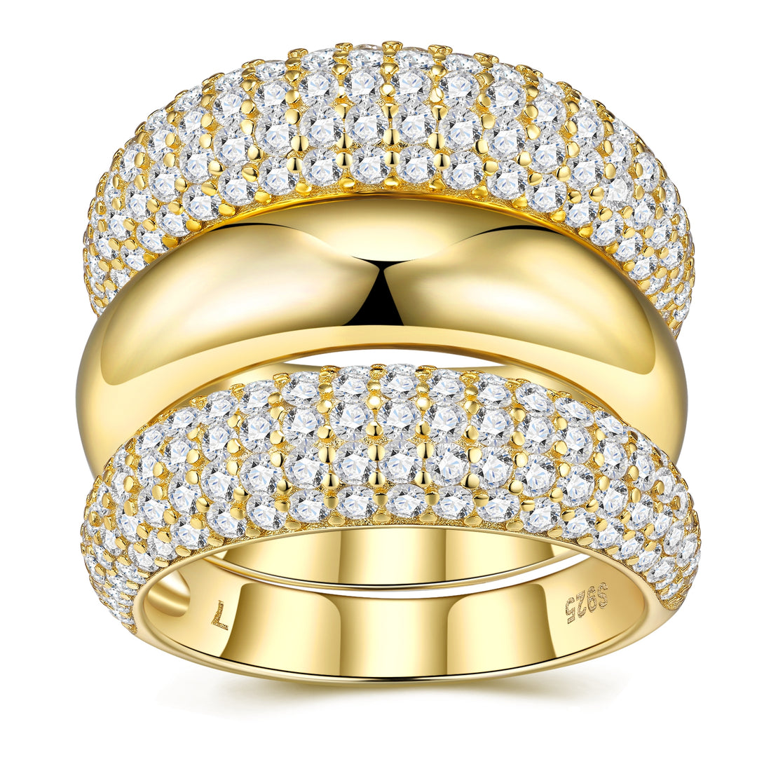 💍 Engraved Moissanite Ring – Gold-Plated S925 Silver (9.7g, Sizes 5–9) 💍