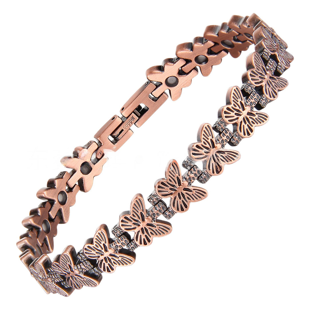 Red Copper Heart-Shaped Magnetic Bracelet for Women