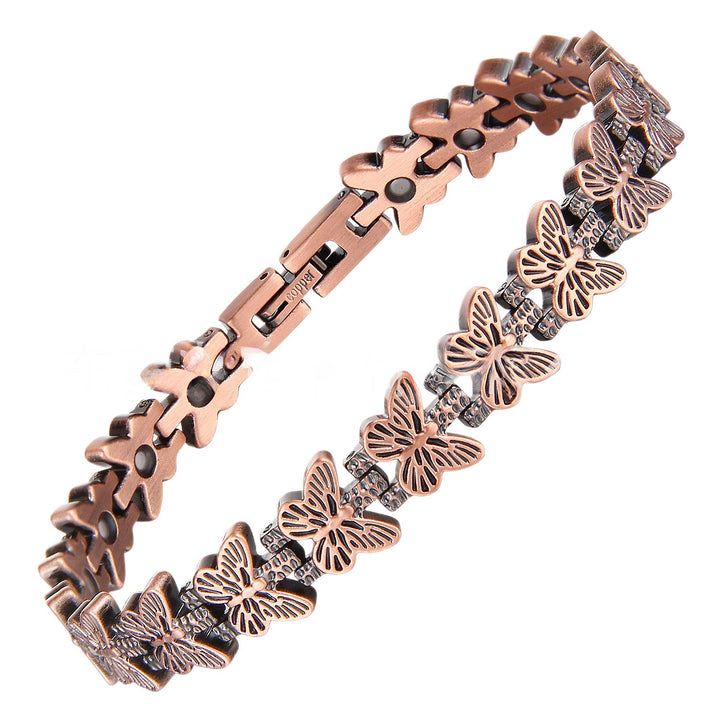 Red Copper Heart-Shaped Magnetic Bracelet for Women