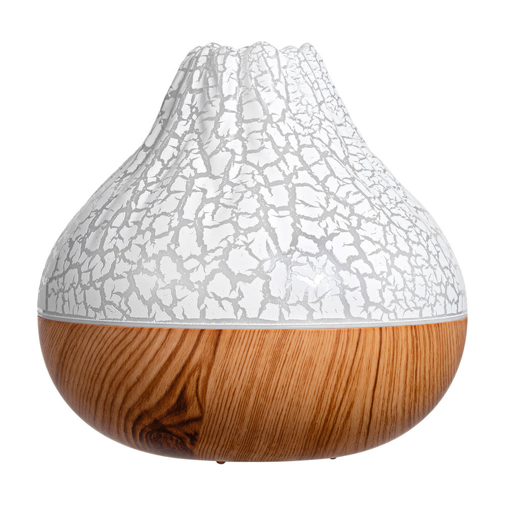 🌋🌈 Volcano Wood Grain Humidifier | 7-Color Ambience Mist Diffuser ✨