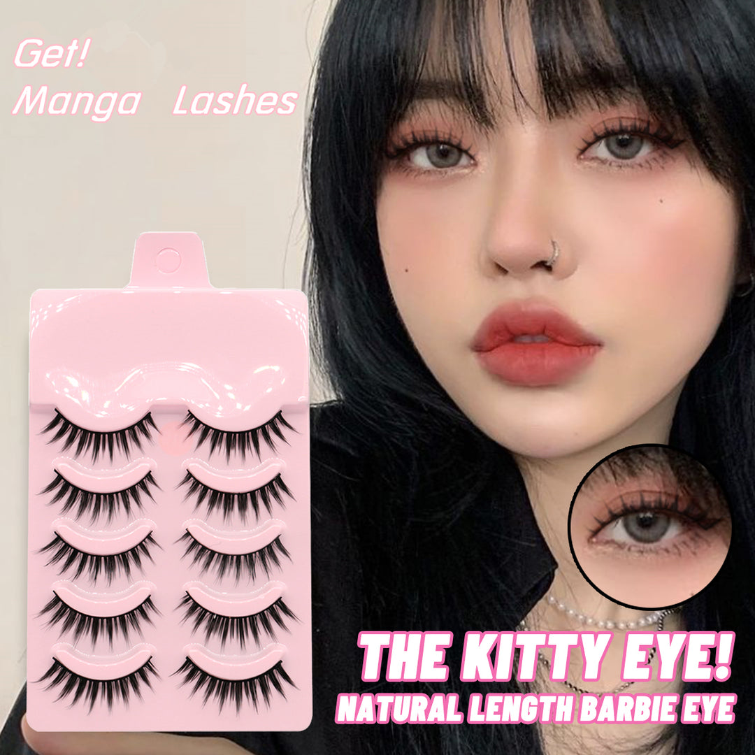 👁️✨ 5 Pairs Manga Lashes – Anime Cosplay Natural Wispy Korean False Eyelashes