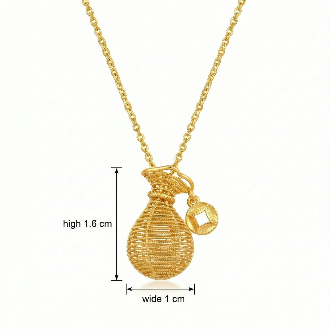 ✨ 925 Sterling Silver Wealth Bag Necklace with Coin Charm – Symbol of Prosperity ✨
