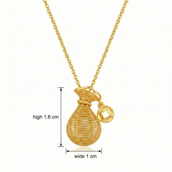 ✨ 925 Sterling Silver Wealth Bag Necklace with Coin Charm – Symbol of Prosperity ✨