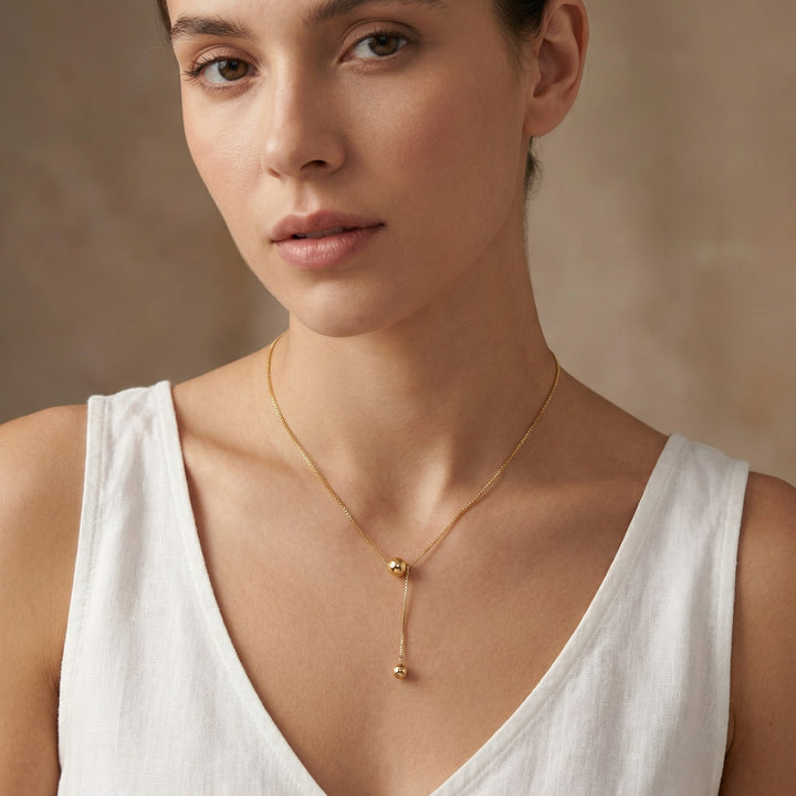 ✨ Lariat Necklace with Polished Sphere Accents