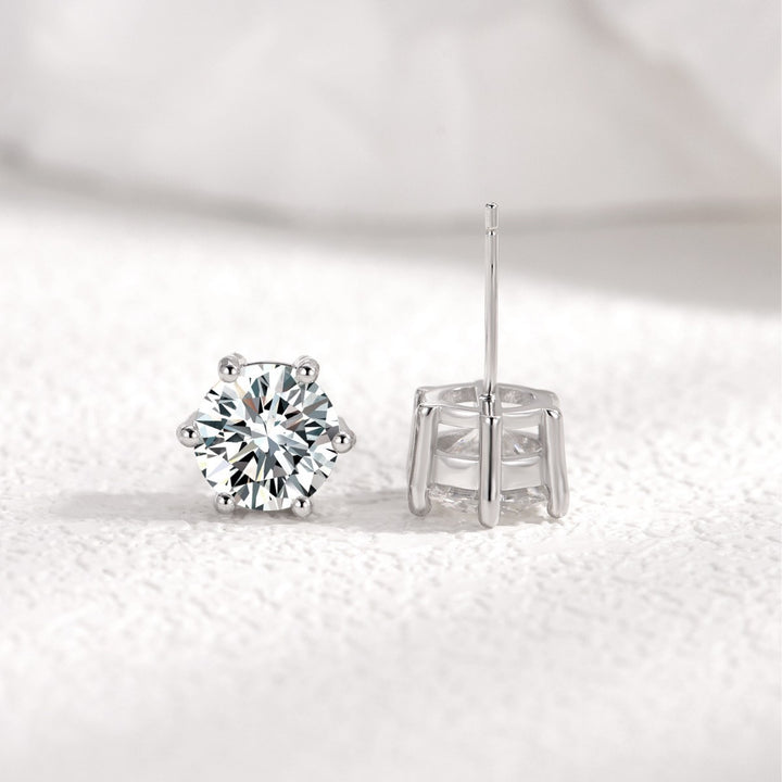 ✨ S925 Sterling Silver Six-Prong Moissanite Stud Earrings – Minimalist Modern Design ✨