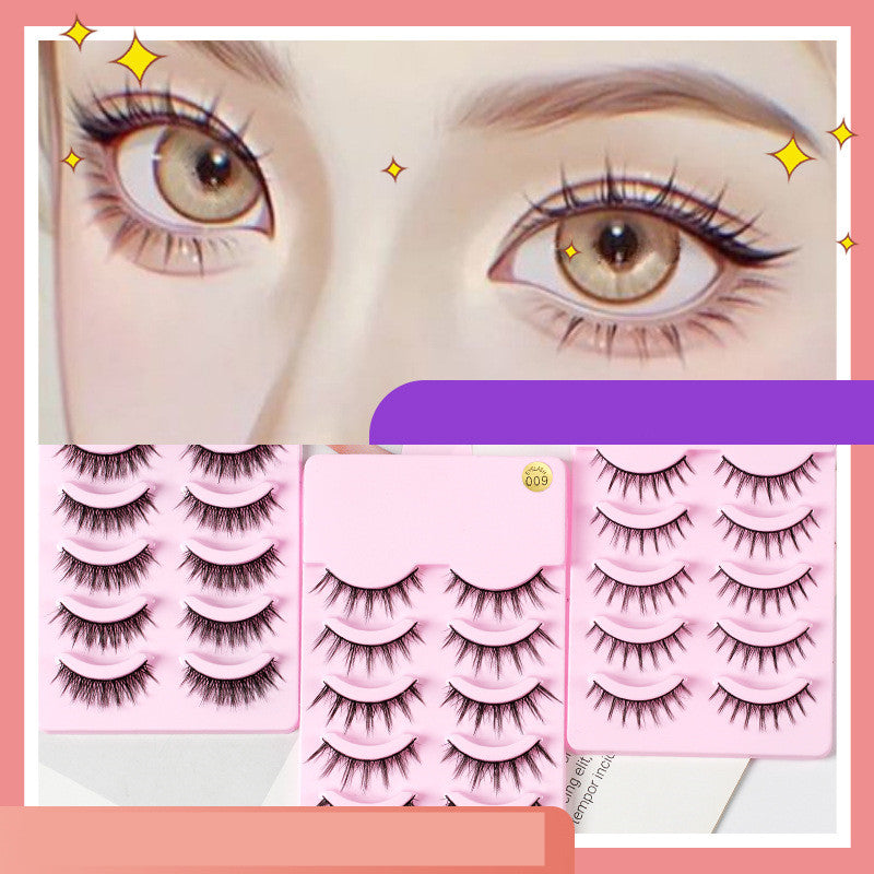 👁️✨ 5 Pairs Manga Lashes – Anime Cosplay Natural Wispy Korean False Eyelashes