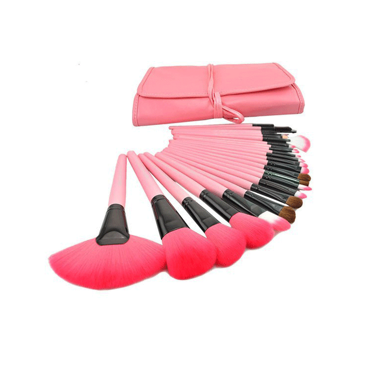 ✨ 24-Piece Makeup Brush Set — Black & Wood Color Full Beauty Kit 💄🖤