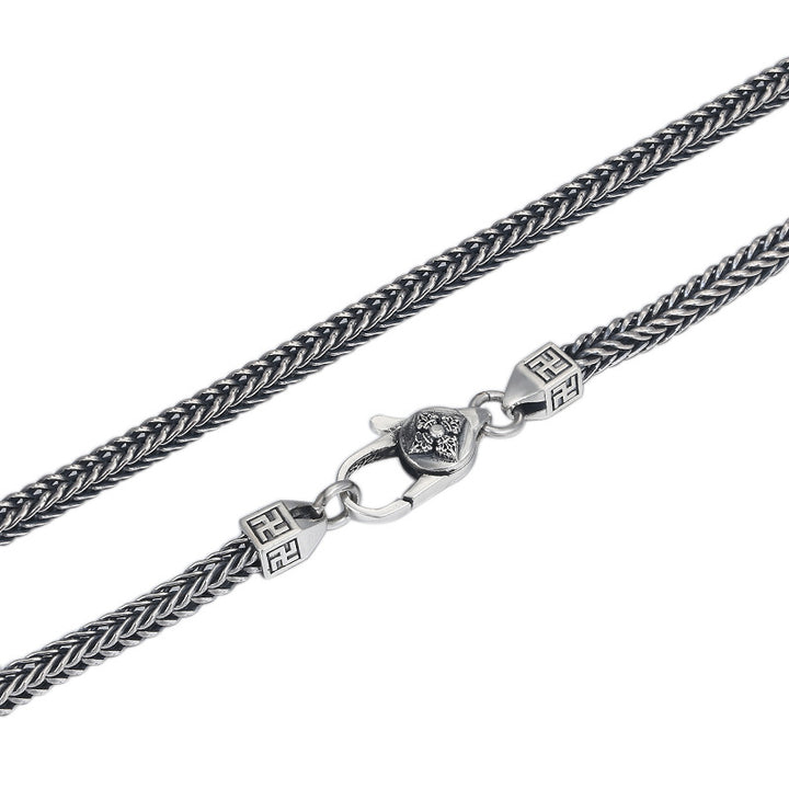 Sterling Silver Thai Silver Diamond Pestle Necklace – Unisex Square Chain Jewelry
