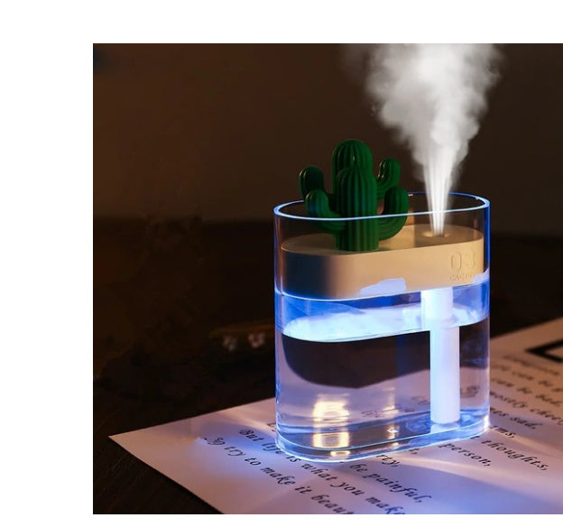 🌵💧 Transparent Landscape Cactus Humidifier | Portable Mini USB Mist Diffuser