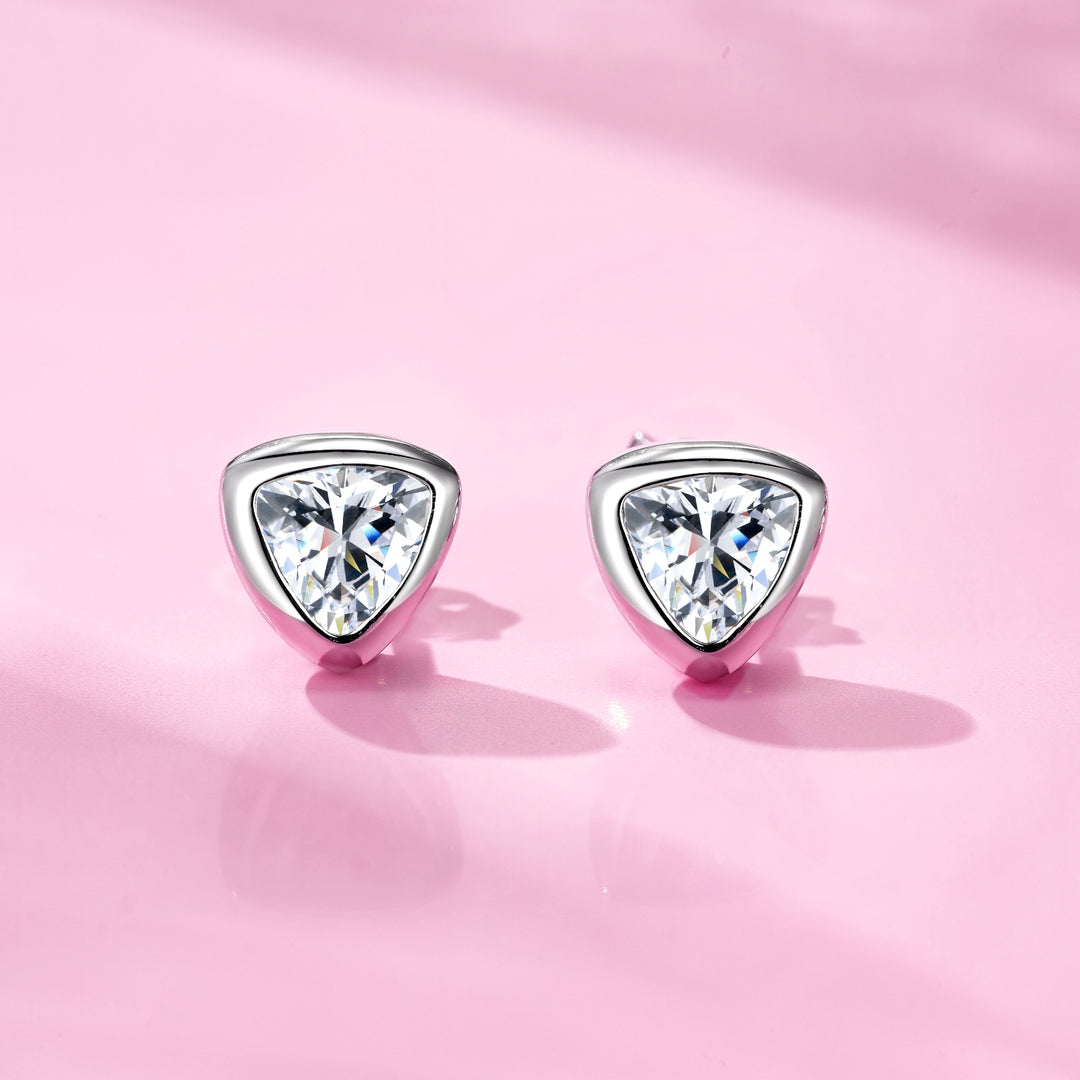 Luxury Minimalist Triangle Moissanite Stud Earrings