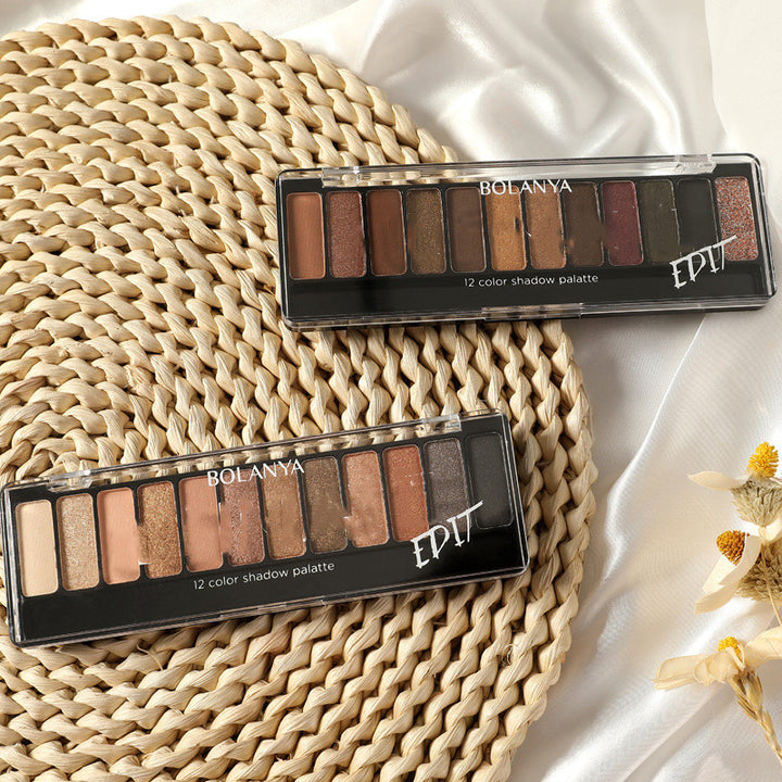 🤎 12-Color Earth Tone Eyeshadow Palette – Brown Smoky Matte & Shimmer Makeup Set ✨