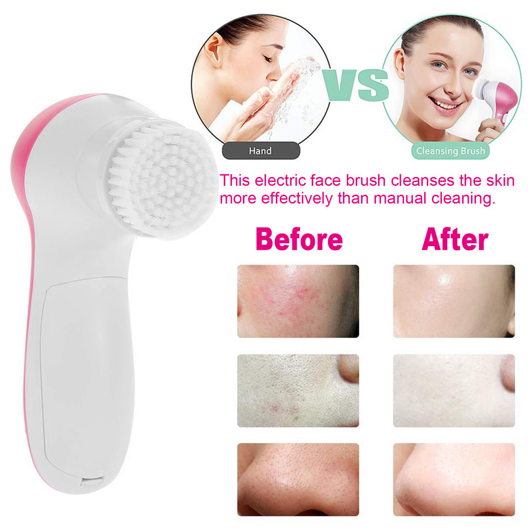 🧼💖 Electric Facial Cleansing Brush Set | 5-in-1 Deep Cleansing & Exfoliating Face Scrubber