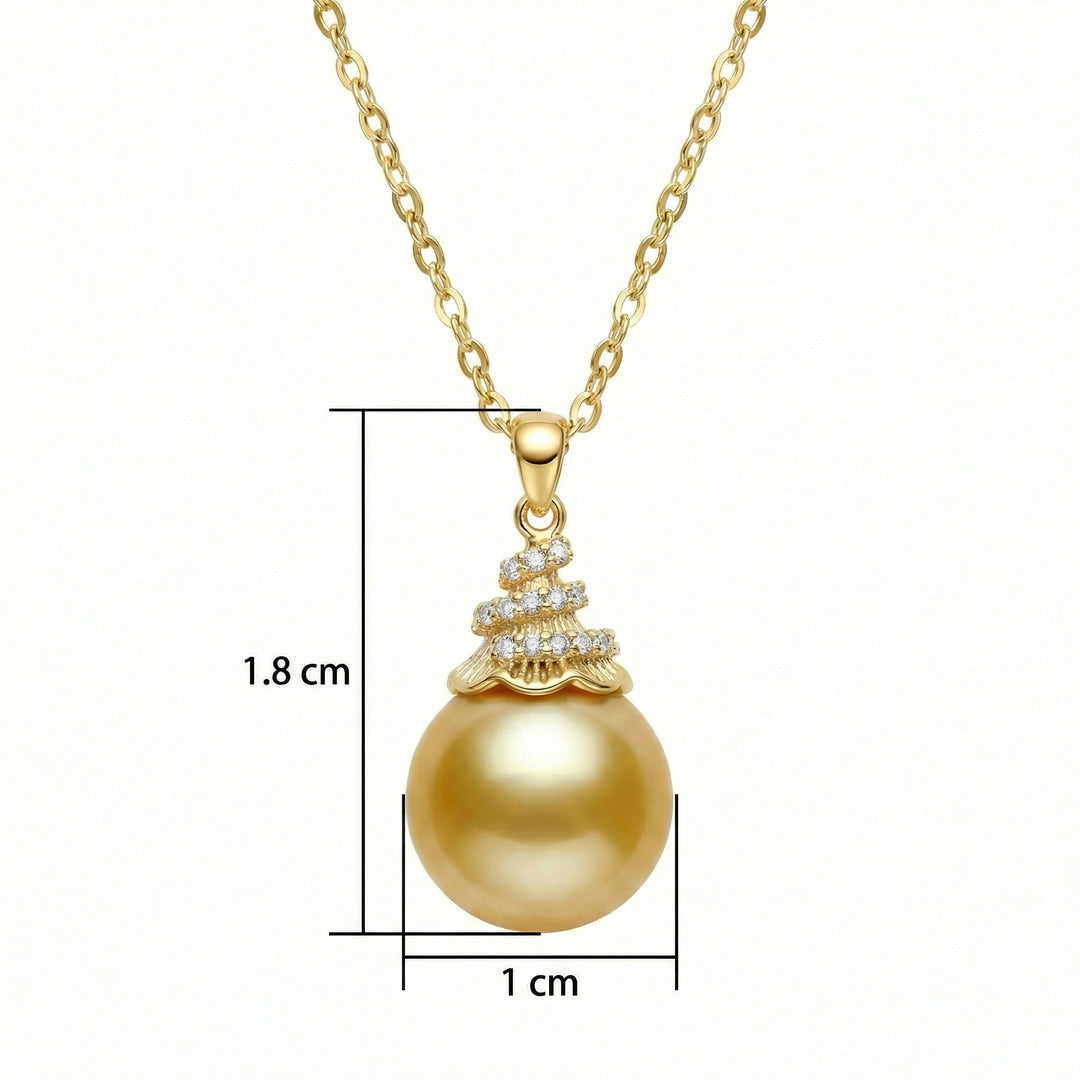 ✨ 925 Sterling Silver Champagne Pearl Pendant Necklace with Sparkling Accents ✨