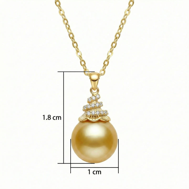 ✨ 925 Sterling Silver Champagne Pearl Pendant Necklace with Sparkling Accents ✨