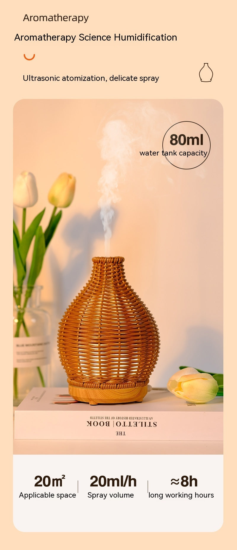 🌿💧 Rattan Domestic Aromatherapy Humidifier | Vase-Style Ultrasonic Desk Diffuser ✨
