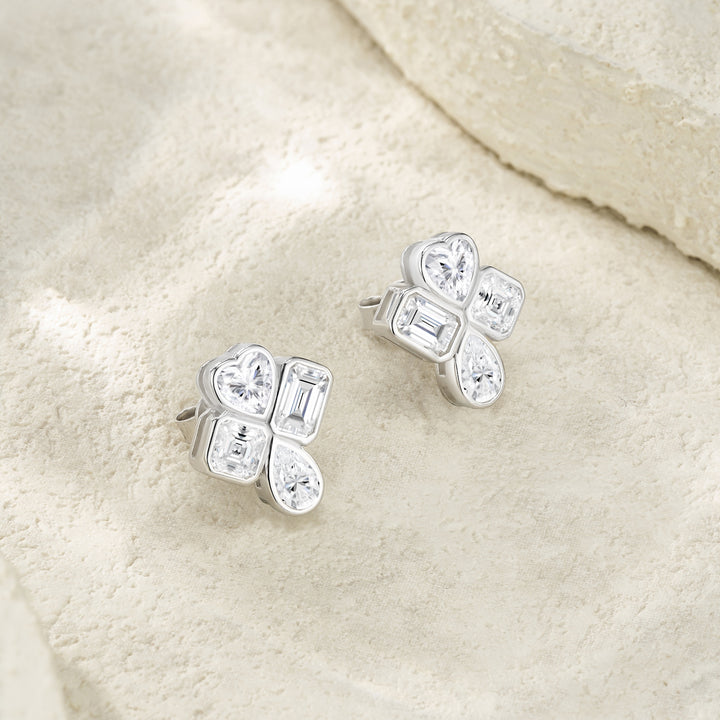 Luxurious Elegant Moissanite Earring Set – Platinum-Plated S925 Silver