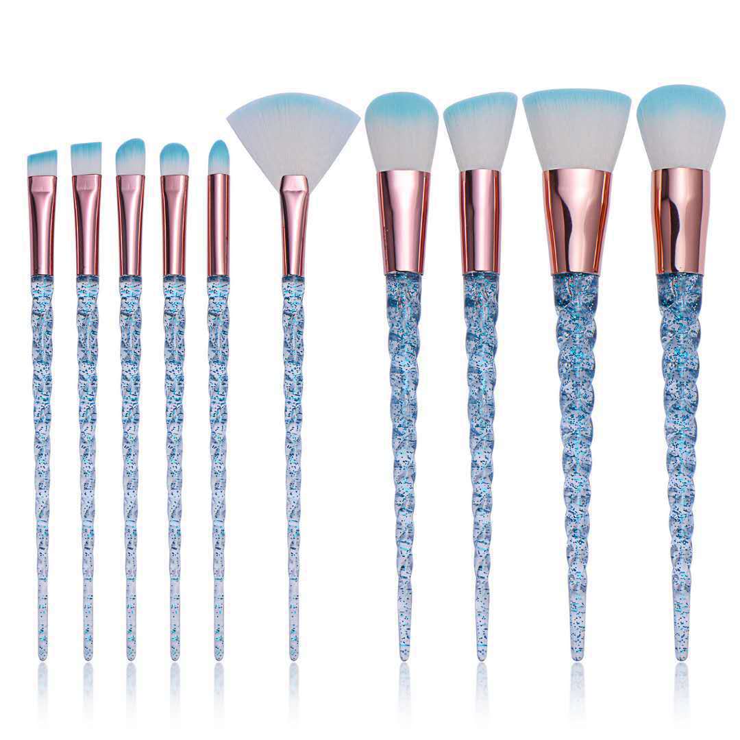 ✨ Nylon Spiral Unicorn Design Makeup Brush Set (10-Piece) 💄💎