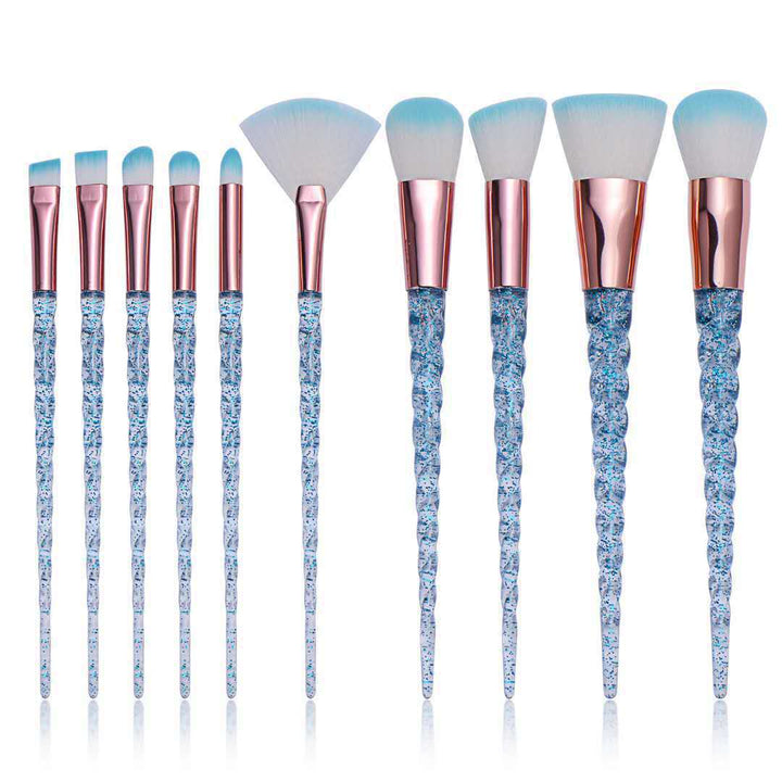 ✨ Nylon Spiral Unicorn Design Makeup Brush Set (10-Piece) 💄💎
