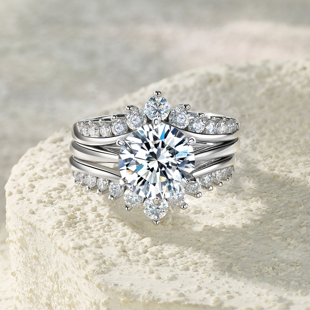 💍 3 Carat Morganite Ring Set – Platinum-Plated S925 Silver Luxury Minimalist Jewelry (Sizes 5–9) 💍