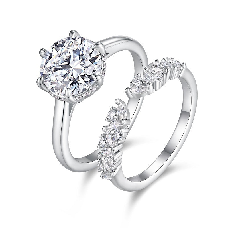 💍 3 Carat Moissanite Double Ring Set – Gold-Plated S925 Silver Luxury Bridal Ring 💍