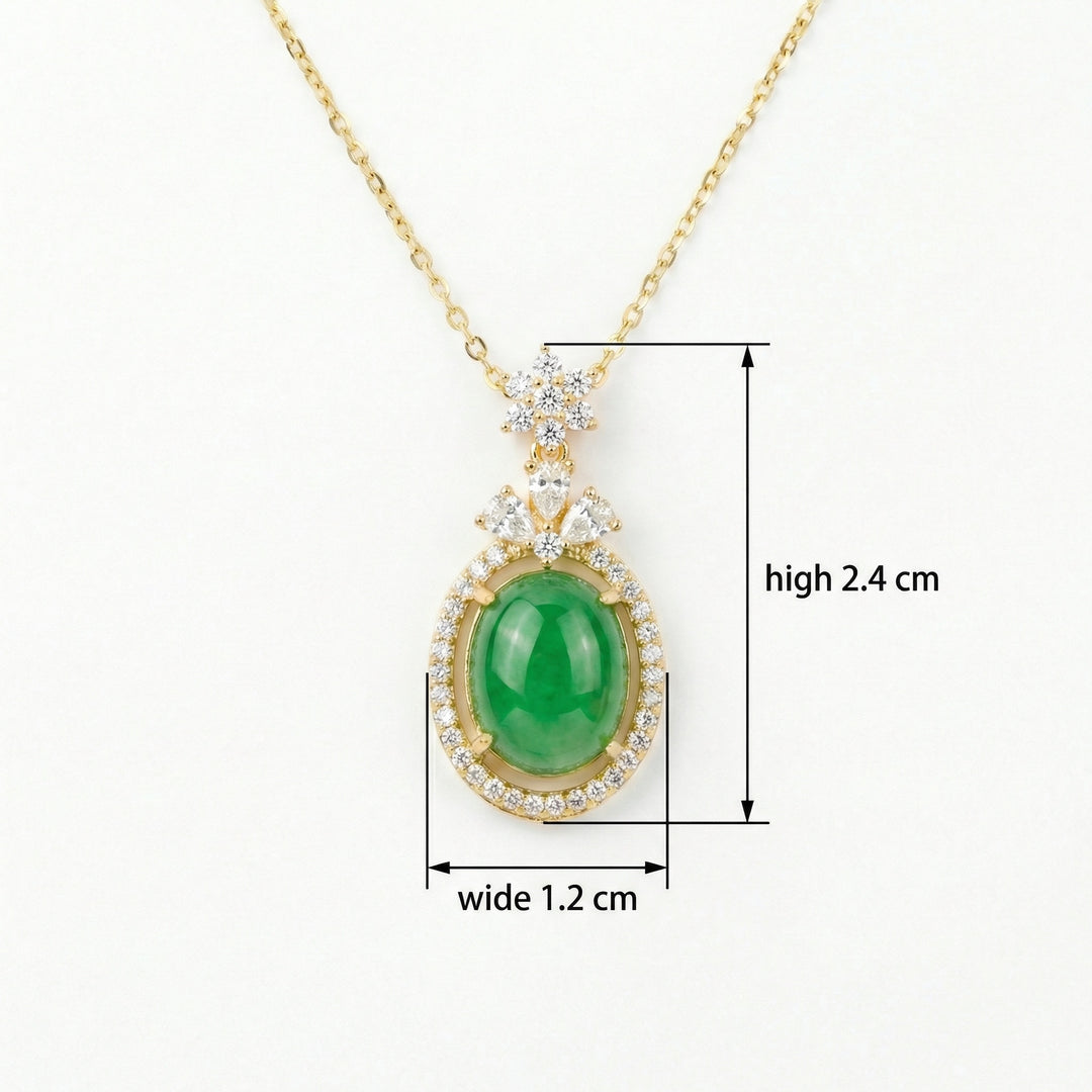 💚 Green Jadeite Oval Pendant Necklace