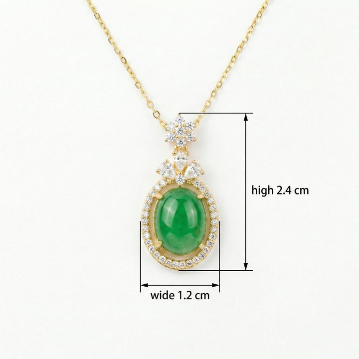 💚 Green Jadeite Oval Pendant Necklace