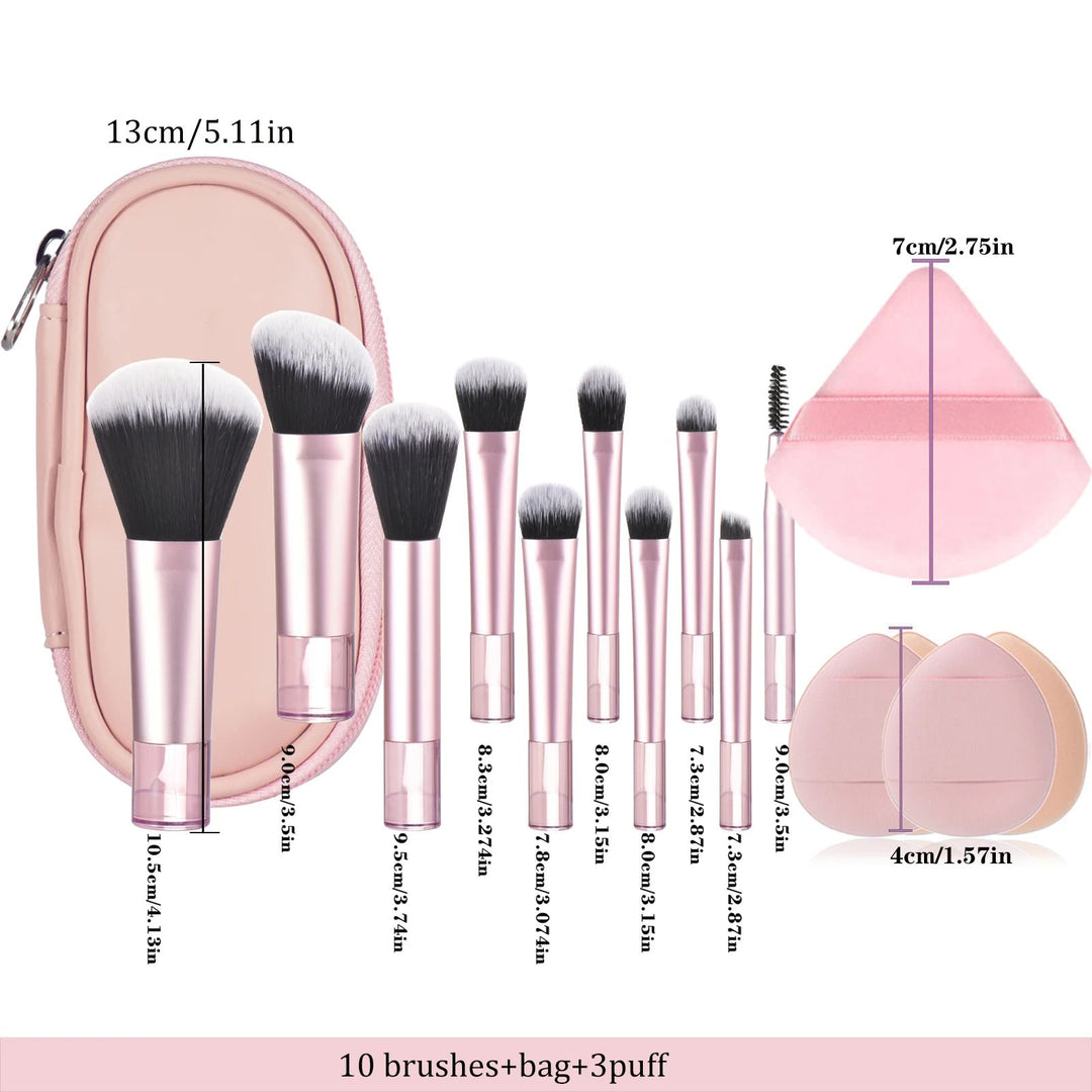 ✨ Mini Makeup Brush Set with Storage Bag — Soft Travel Beauty Kit 💄