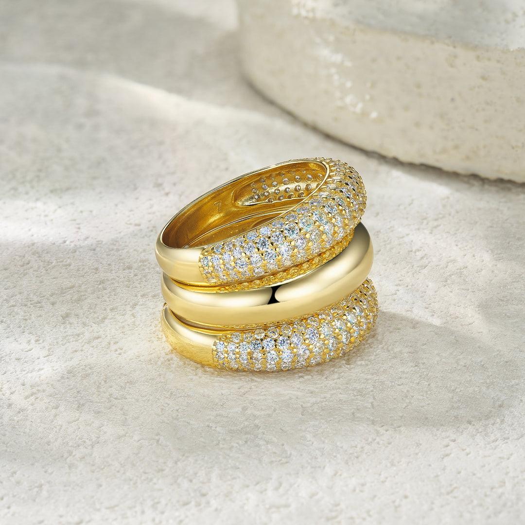 💍 Engraved Moissanite Ring – Gold-Plated S925 Silver (9.7g, Sizes 5–9) 💍
