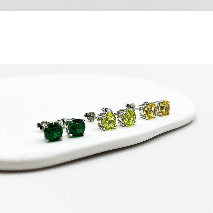 Sterling Silver Round Ice Flower Cut Earrings – Colorful Fancy Yellow Jewelry