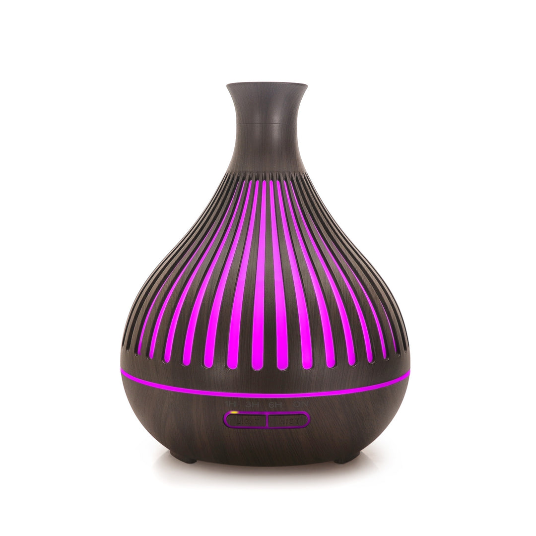 🌿💧 Vase Wood Grain Humidifier 400ML | Aromatherapy Ultrasonic Diffuser 🌙✨