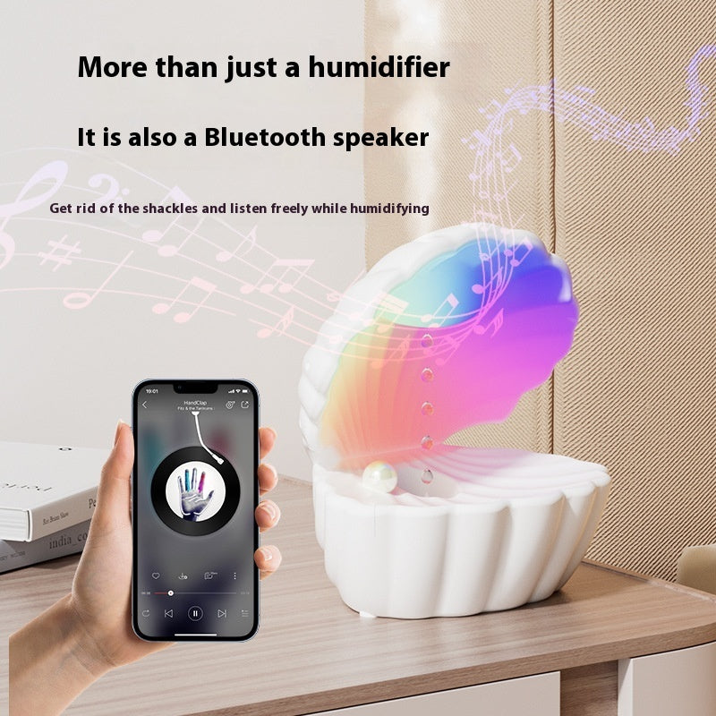 🐚✨ Creative Shell Anti-Gravity Atmosphere Humidifier | Bluetooth Speaker & Colorful Night Light