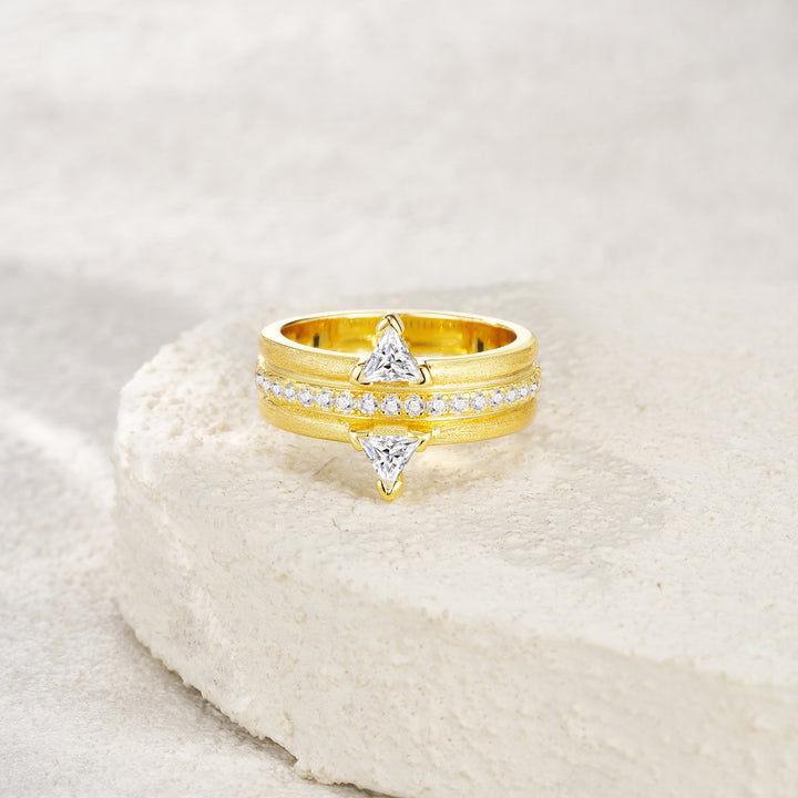 💍 Engraved Moissanite Minimalist Ring – Gold-Plated S925 Silver (Sizes 5–9) 💍
