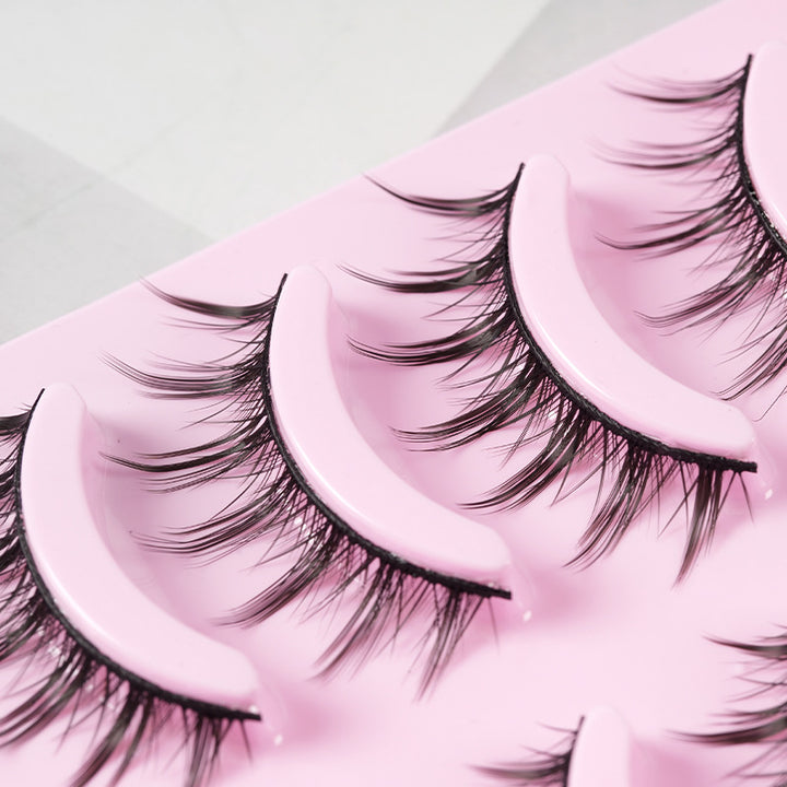 👁️✨ 5 Pairs Manga Lashes – Anime Cosplay Natural Wispy Korean False Eyelashes