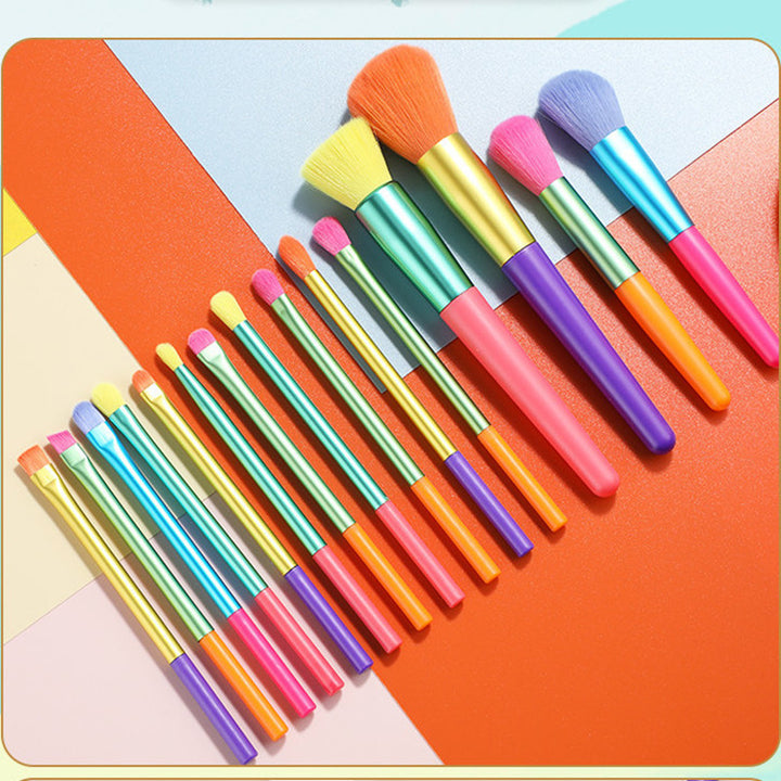 ✨ 15-Piece Multi-Color Makeup Brush Set — Rainbow Beauty Tools 💄🌈