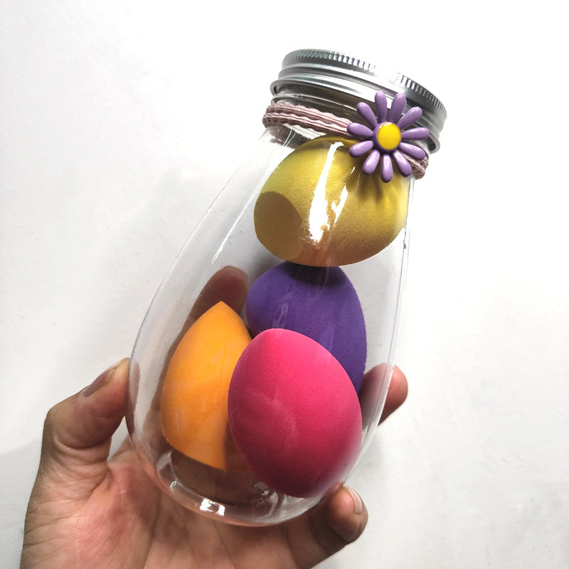 💄✨ Portable Travel Size PET Bottle Makeup Egg Set | Beauty Sponge Kit (4PCS)